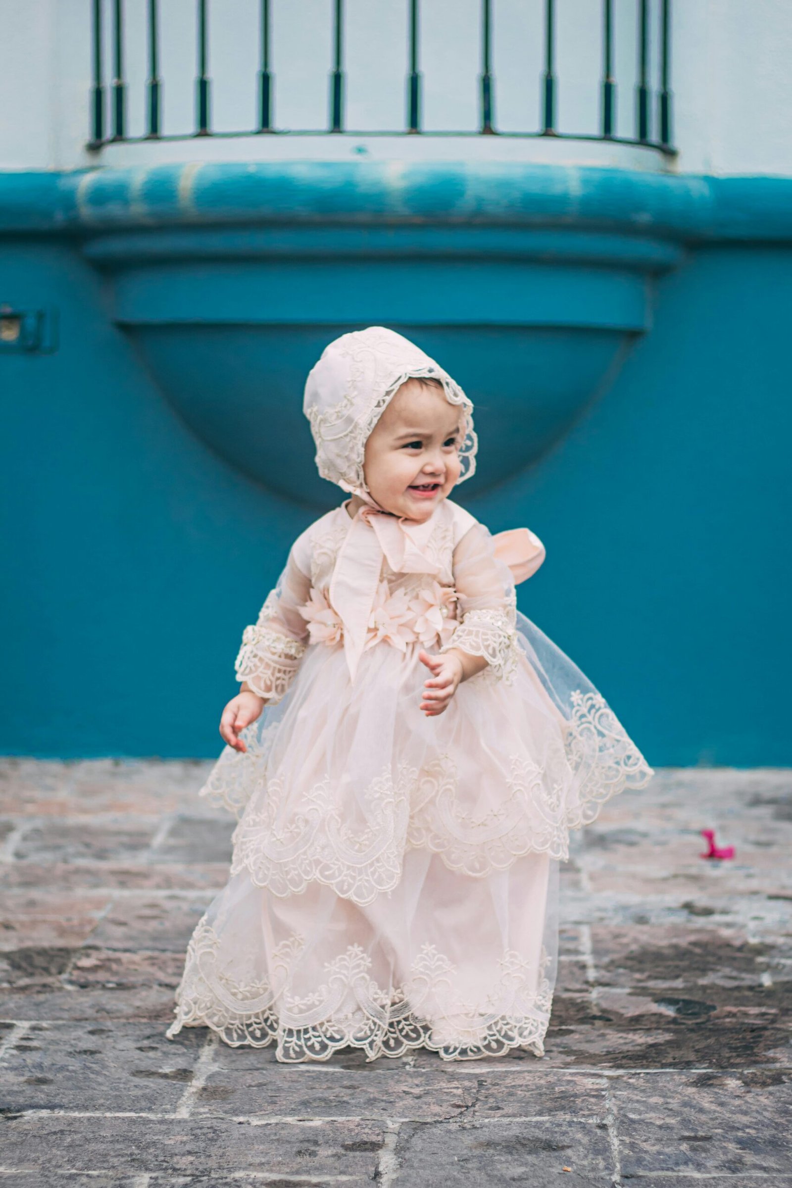 girl in white floral dress and white floral hijab